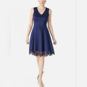 Donna Ricco DR Women's Petite Sleeveless V-Neck Fit And Flare Dress-12P-Nwot